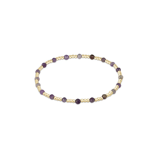 Gemstone Gold Sincerity Pattern 3mm Bead Bracelet | Amethyst