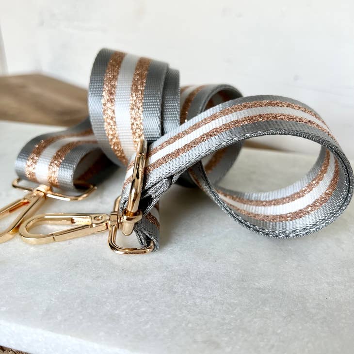 Bag Strap - Stripe Gold and Grey