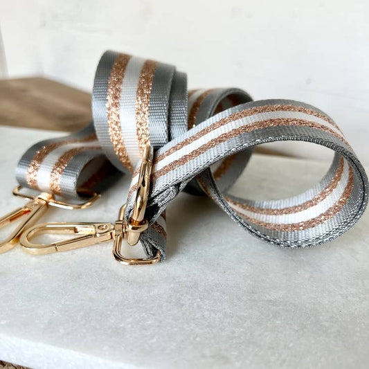 Bag Strap - Stripe Gold and Grey