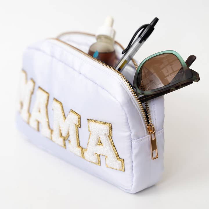 White Nylon Letter Patch Bag | Mama