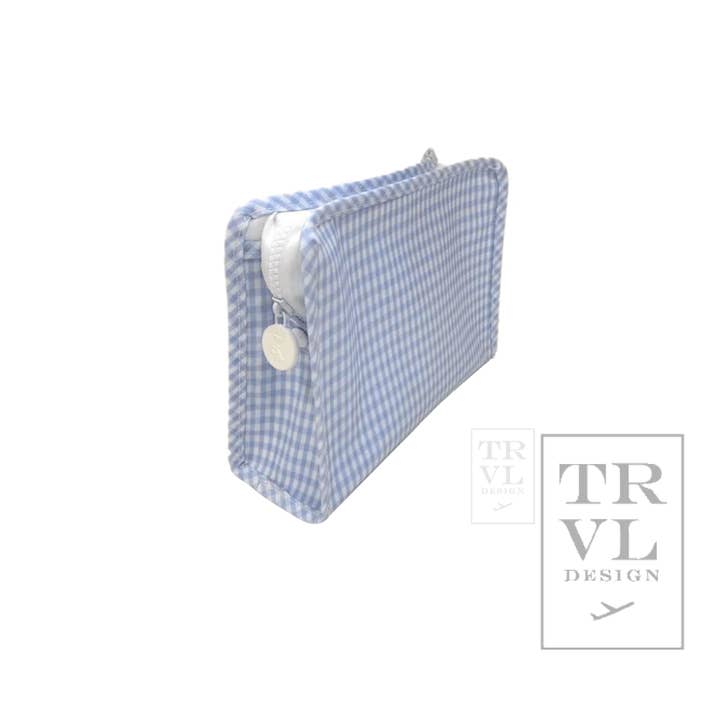 Medium Roadie Zip Pouch | Gingham Mist