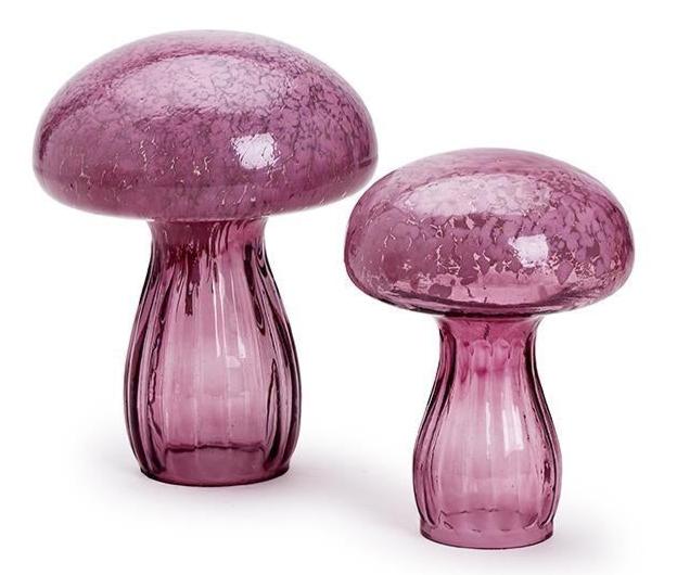 Glass Mushroom with Fluted Stem | Purple | Small