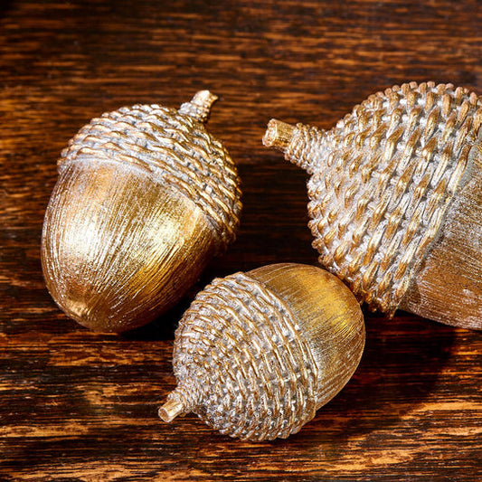 Gold Acorn Décor | Assorted Sizes