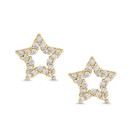 Gold Stud Earrings | Cubic Zirconia | Open Star