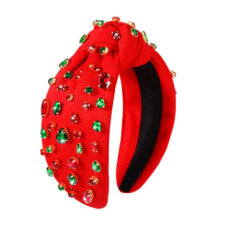 Knot Headband | Christmas Rhinestone Red