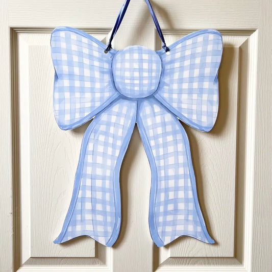 Door Hanger | Blue Gingham Bow