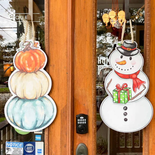 Door Hanger | Double Sided | Snowman/Pumpkin