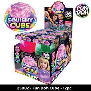 Fun Doh Squish & Squeeze Sparkle Cube | Assorted Colors