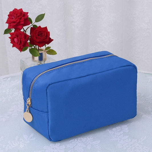 Emma Round Zippered Nylon Cosmetic Pouch | Royal Blue