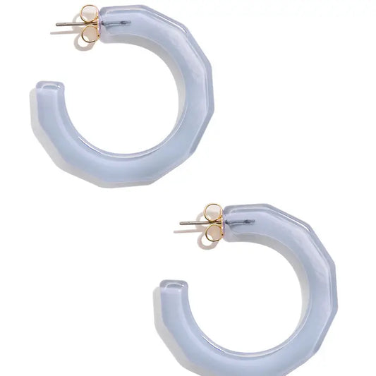 Small Textured Hoop Earring | Light Blue
