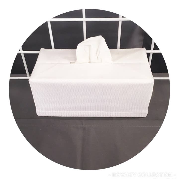 Cotton Pique Rectangle Tissue Box Cover | White