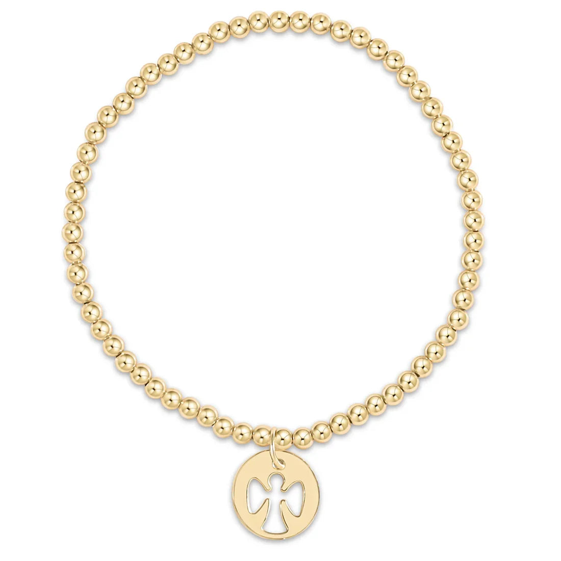 egirl | Classic Gold 3mm Bead Bracelet | Guardian Angel Gold Disc