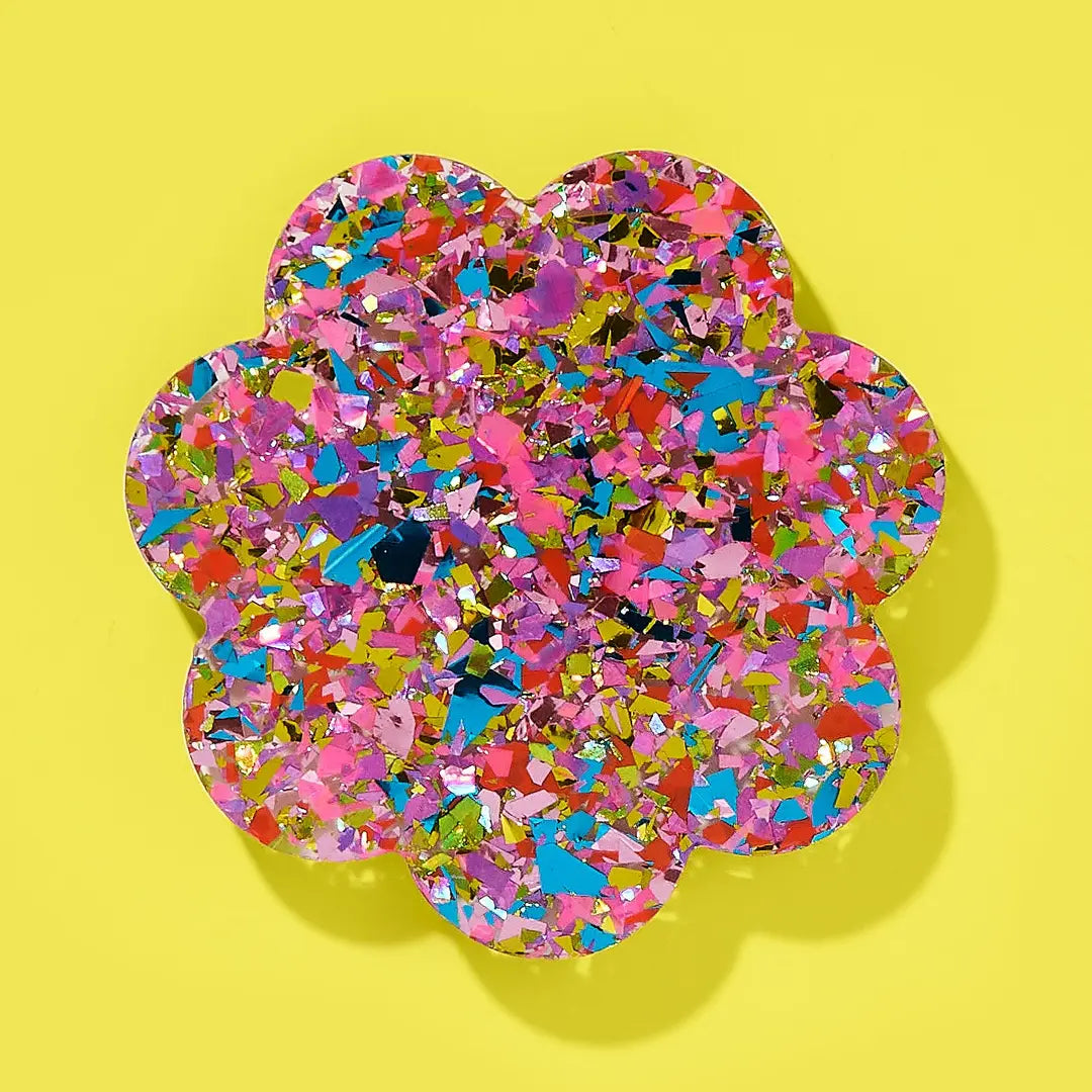 Scalloped Beverage Coaster | Happy Confetti