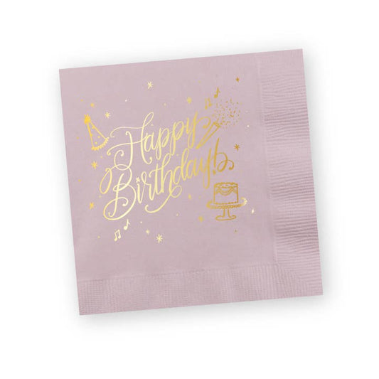 Happy Birthday Calligraphy Napkins | Light Pink