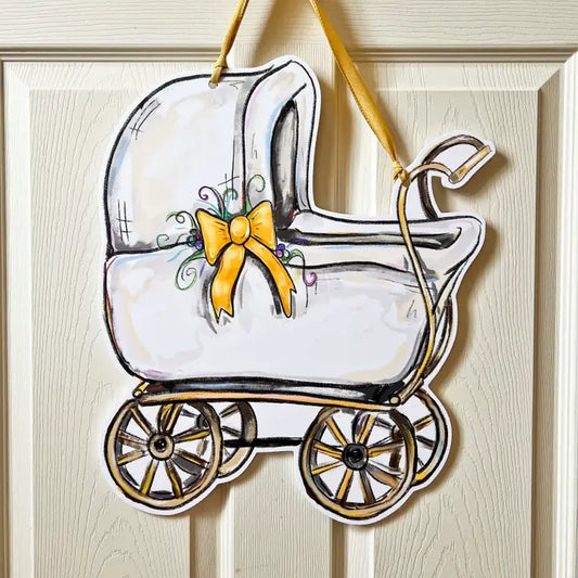 Door Hanger | Baby Carriage | Yellow