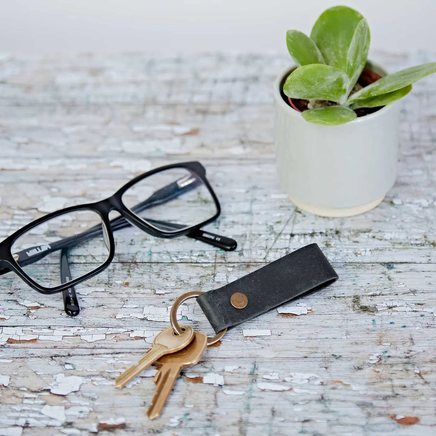 Buffalo Leather Loop Keyring | Black