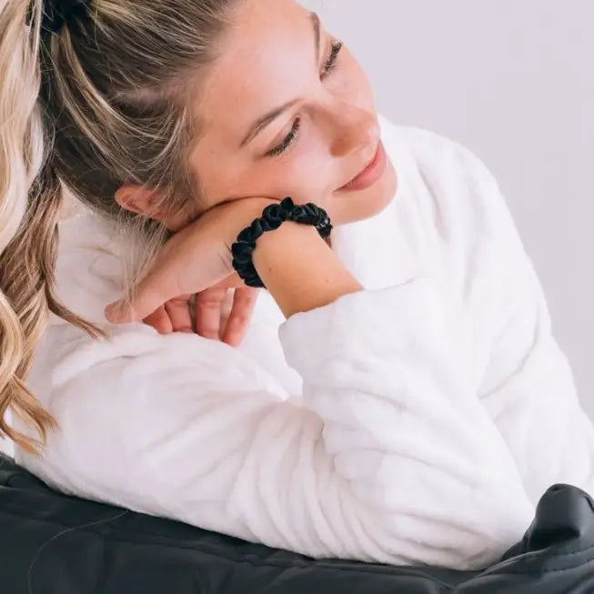 Teleties Silk Scrunchies | Jet Black | Small