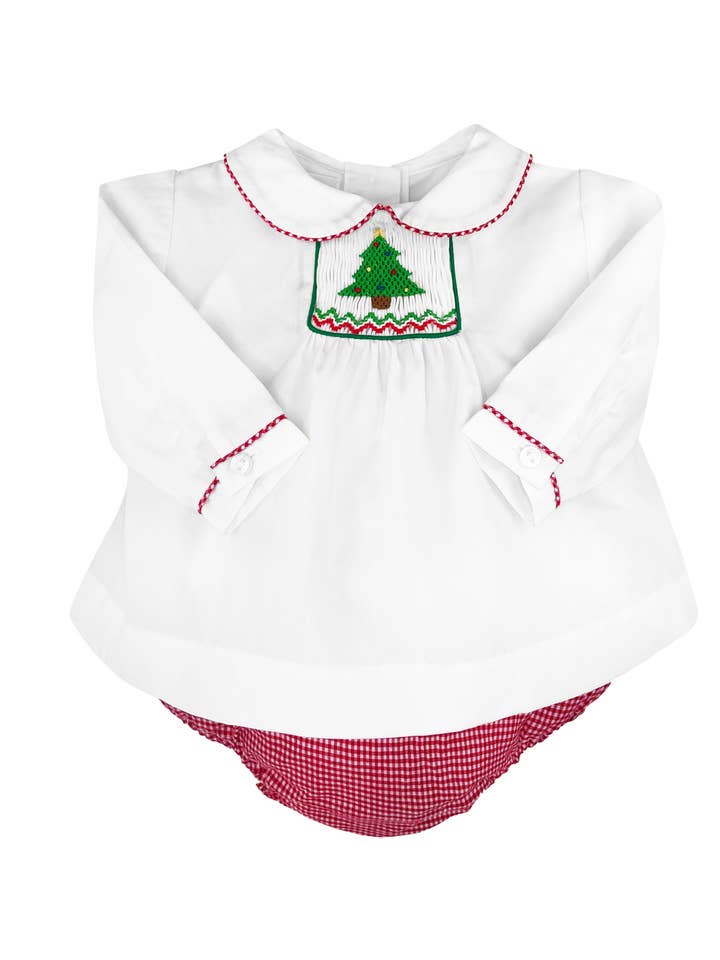 Smocked Diaper Set | Christmas Tree