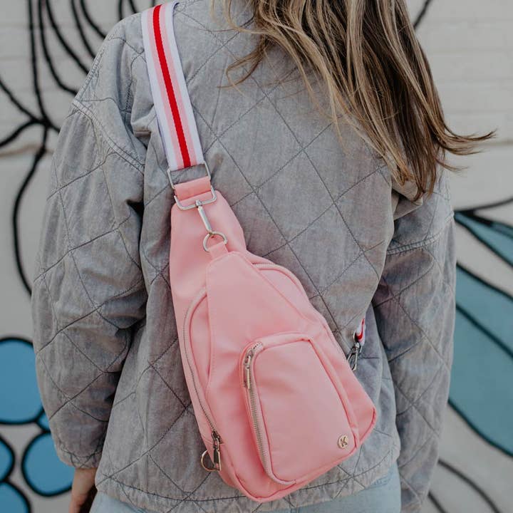 Sling Bag | Striped Strap | Light Pink