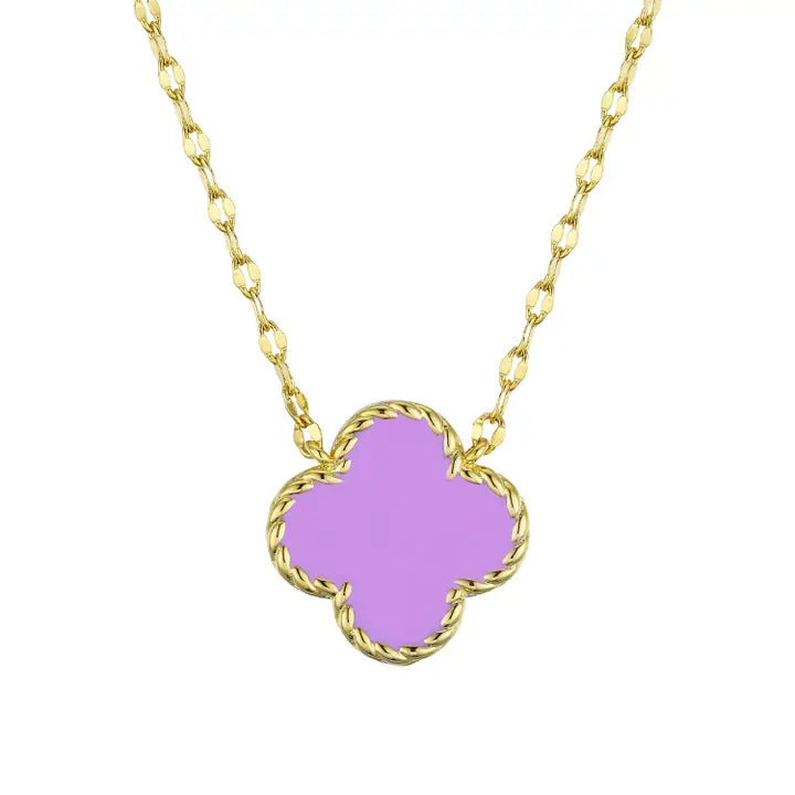Necklace | Gold | Four Leaf Clover | Purple