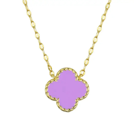 Necklace | Gold | Four Leaf Clover | Purple