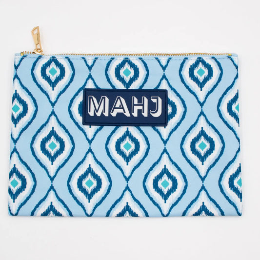 Mahjong Card & Accessory Bag | Blue Ikat