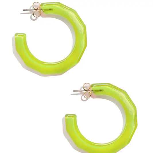 Small Textured Hoop Earring | Lime