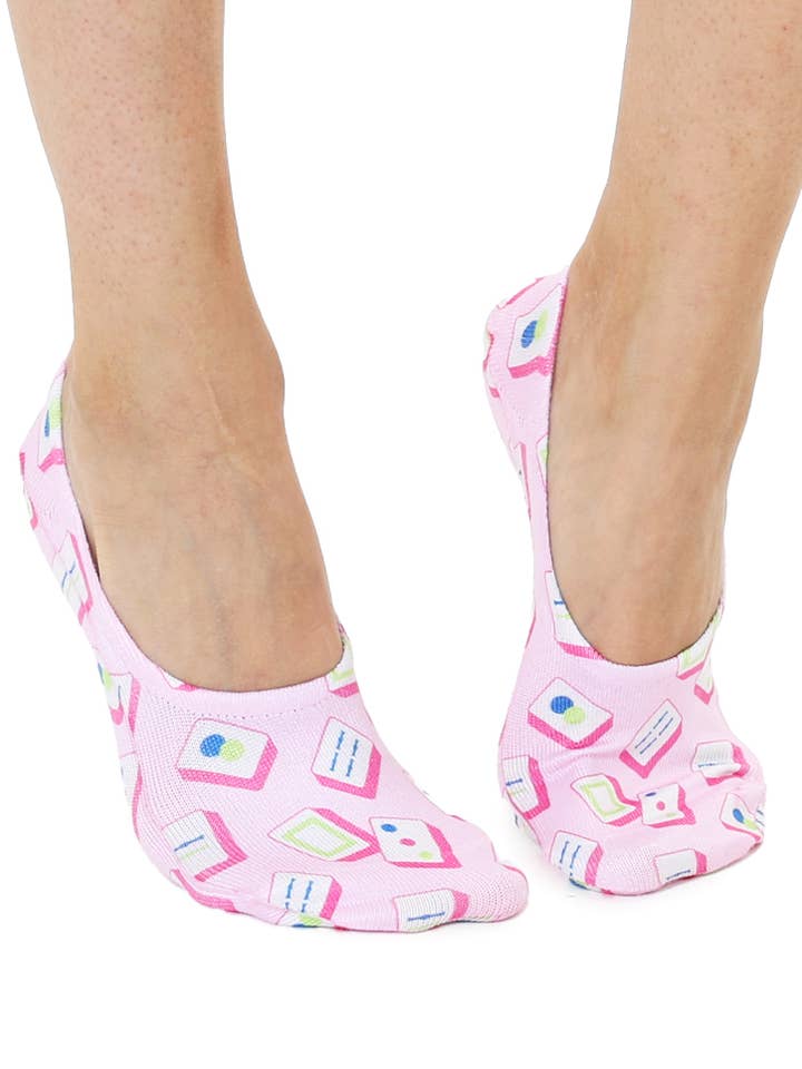 No-Show Liner Socks | Pink Mahjong Tiles