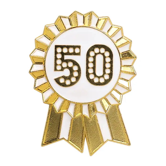 Luxe Gold Enamel Birthday Pin Badge | 50