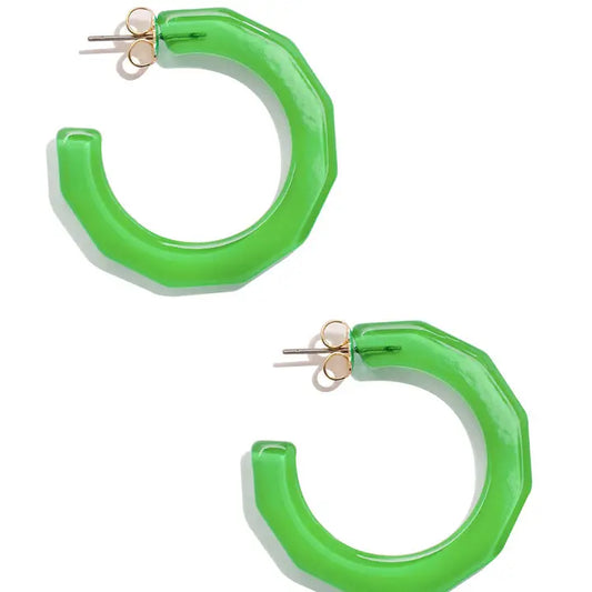 Small Textured Hoop Earring | Green