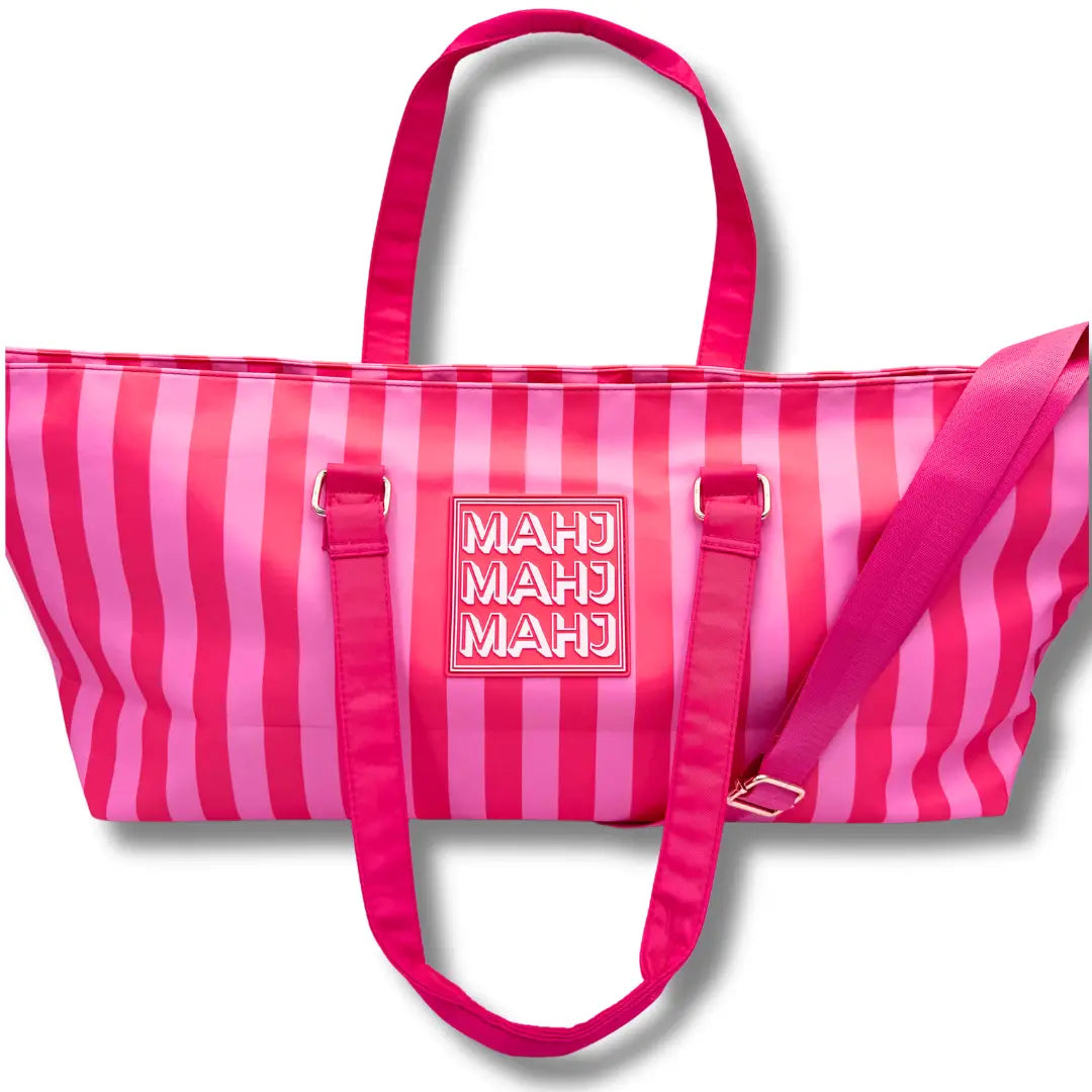 Mahjong Tote Bag | Pink & Red Stripe
