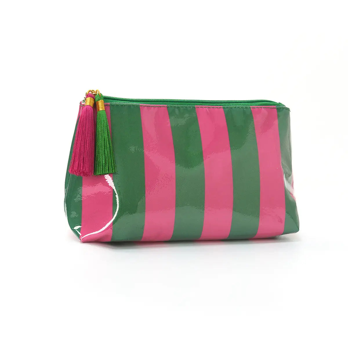Waterproof Striped Pouch | Green/Rose