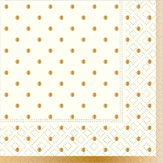 Cocktail Napkins | Gold Swiss Dots | Cream