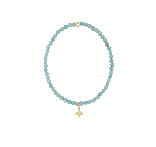 Classic Amazonite 3mm Bracelet | Signature Cross Gold Charm