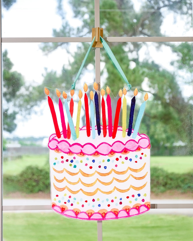 Acrylic Door Hanger | Birthday Cake