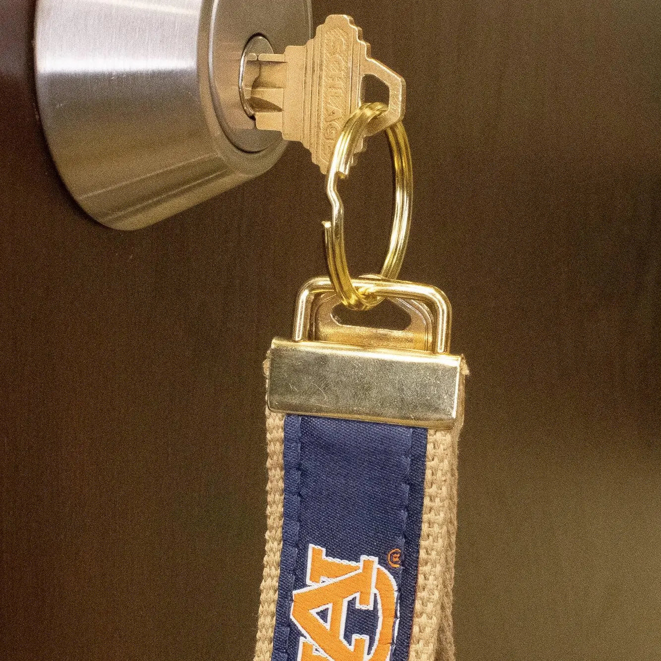 Woven Ribbon Keychain | Auburn