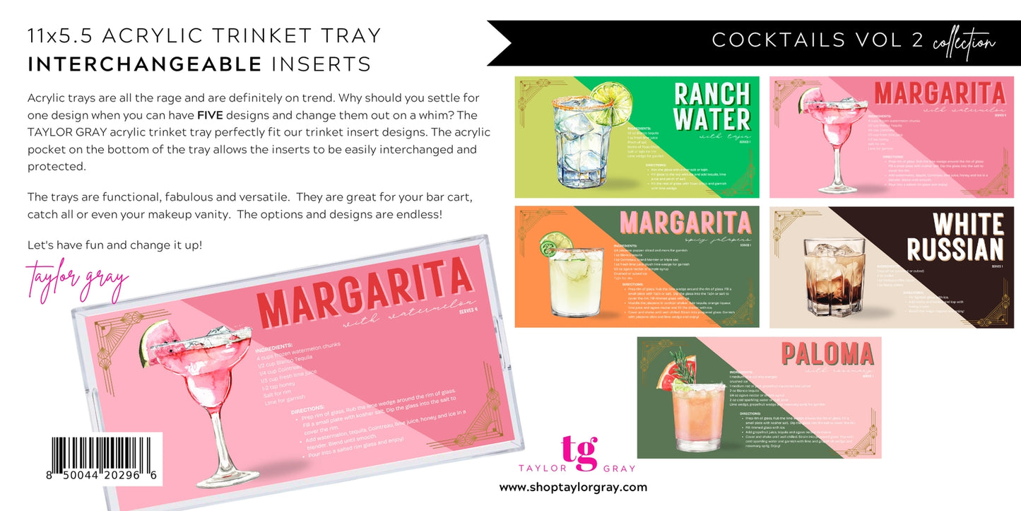 Acrylic Trinket Tray Inserts | Cocktails Vol 2