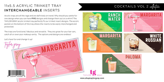 Acrylic Trinket Tray Inserts | Cocktails Vol 2