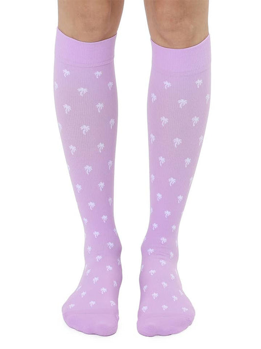 Compression Socks | Purple with White Palm Trees