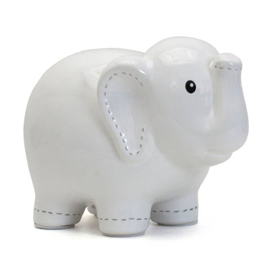 White Large Stitched Elephant Bank