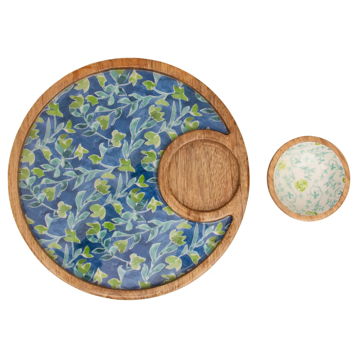 12" Dia. Azure & Ivy Round Mango Wood
