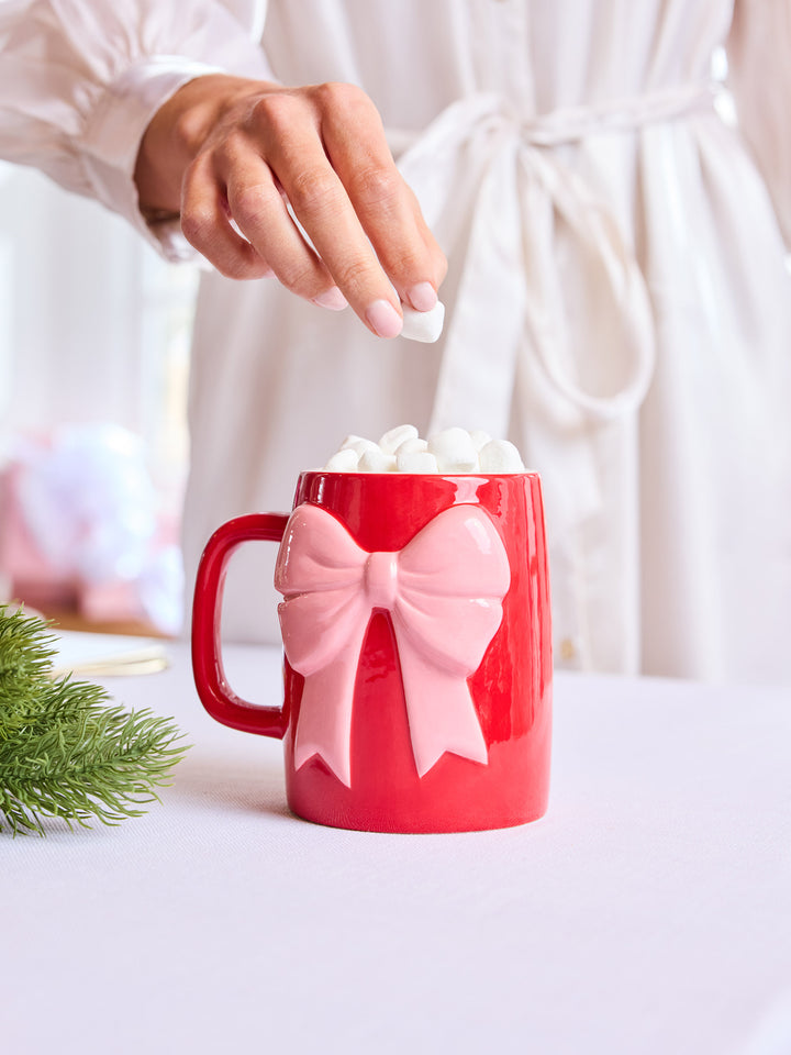 Ceramic Bow Mug | Red & Pink