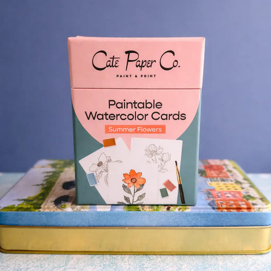 Paintable Watercolor Card Deck | Summer Flowers