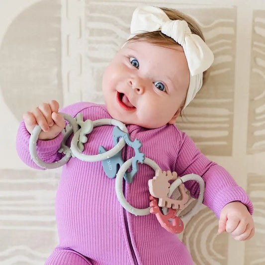 Dino Rings Silicone Teether | Pink