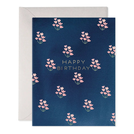 Greeting Card | Dainty Block Print Blue Birthday