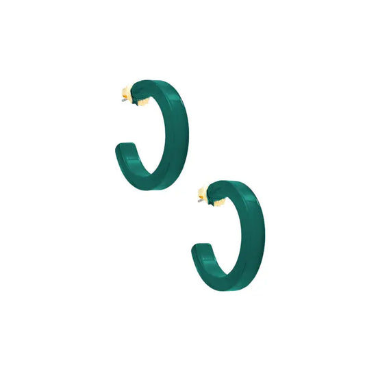 Small Resin Hoop Earring | Dark Teal