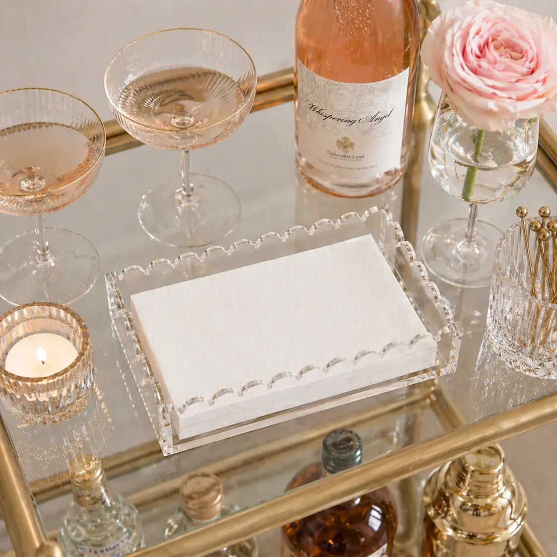 Scalloped Acrylic Guest Towel Napkin Holder | Clear