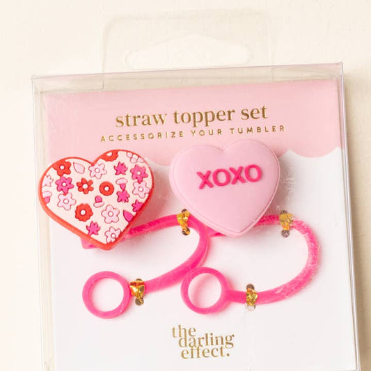 Straw Topper Set | Hugs & Kisses