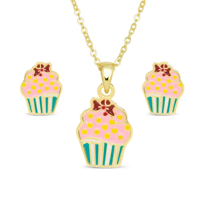 Necklace and Earrings Set | Gold | Cupcake