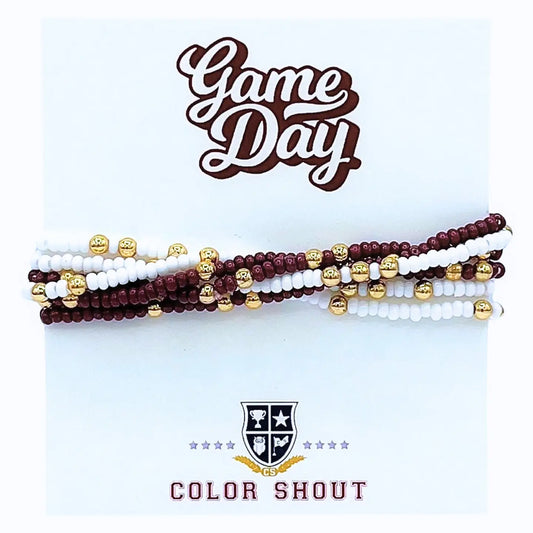 Gameday Bracelet Set | Maroon/White